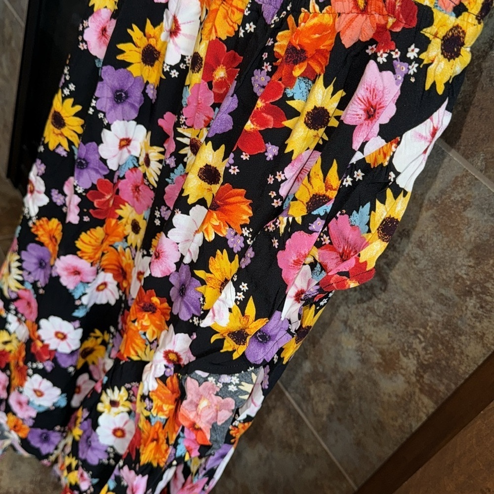 Torrid Maxi Challis Off-Shoulder Dress bright color flower smocked top 14/16 (1) - Picture 6 of 10